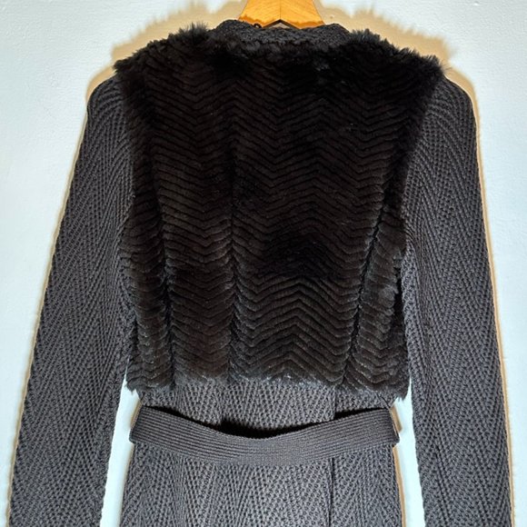 Elie Tahari Wool/Fur Long Belted Sweater - Picture 6 of 10